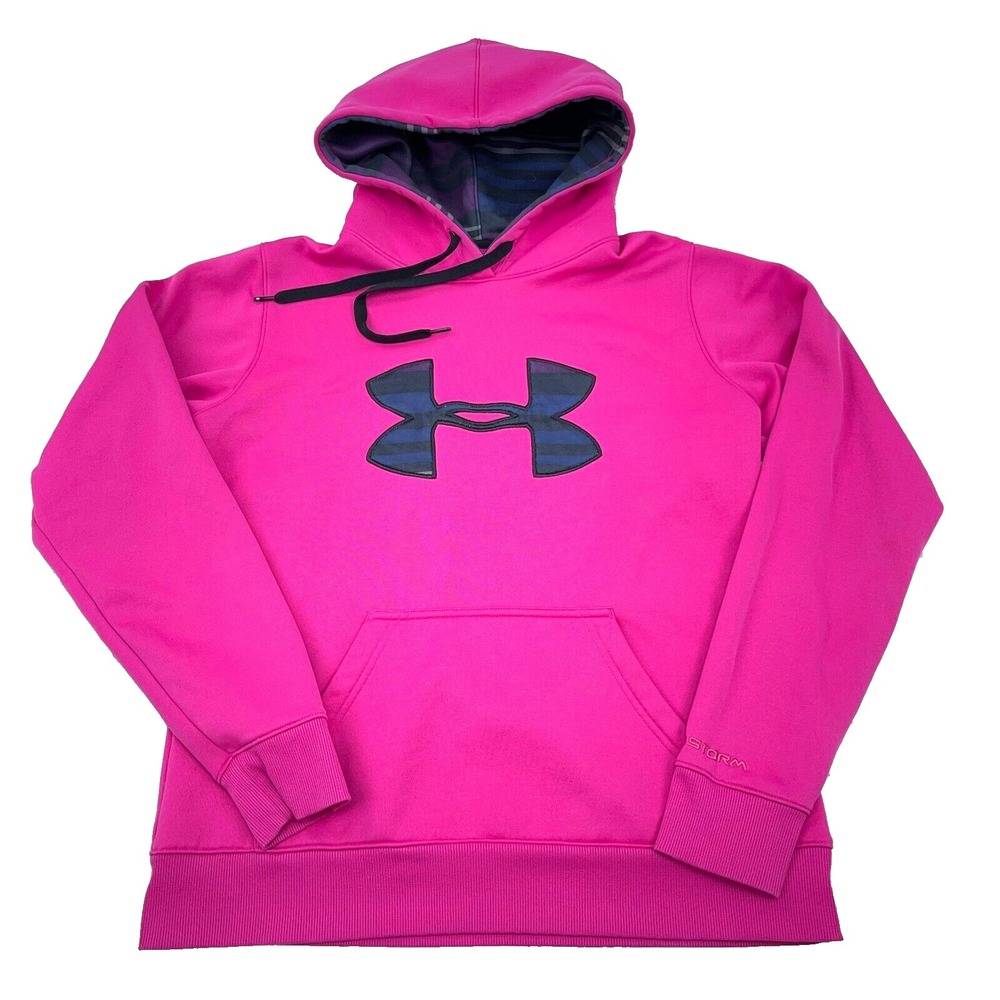 Under Armor Hoodie Women Small Pink Sweatshirt Sweater Storm Semi Fitted Ladies